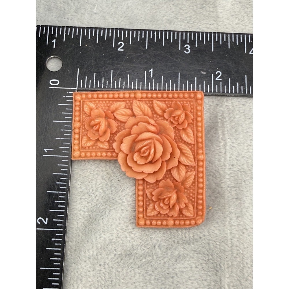Vintage Celluloid Brooch Molded Orange Flower - Picture 3 of 6